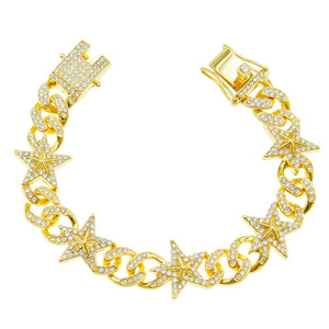 New Hot Selling Simple Design Starfish Shape Chain Bracelet Hiphop Style Men's Alloy Chain Bracelet Wholesale Jewelry Trendy - Product Image 1