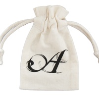 Pochette à cordon en coton mousseline biologique écologique |   Sac en tissu calicot blanc de petite taille avec logo personnalisé imprimé