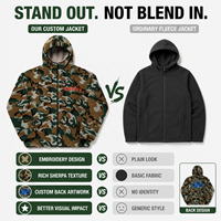 Vestes à capuche zippées en polaire Sherpa camouflage personnalisées pour hommes, avec broderie artistique, style streetwear, manteaux, fabricant de vêtements personnalisés