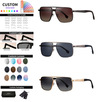Nouvelles lunettes de soleil YANA S15109 à double pont, grandes et carrées, monture en métal mat à bordure complète, verres polarisés TAC avec protection UV pour hommes