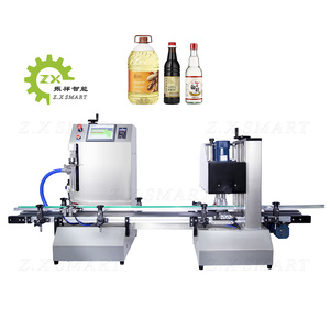 ZXSMART Automatische Geoptimaliseerde 220V Motorpomp Desktop Vloeibare Olie Tomatensaus Jam Azijn Afvul- en Afsluitmachine met Transportband - Product Image 2