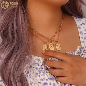 ZHENXI <span class=keywords><strong>2022</strong></span> Último Modelo en Oferta, Collar con Colgante de Signo Zodiacal de Circonita Resistente al Deslustre, Chapado en Oro de 18K sobre Acero Inoxidable para Mujer - Product Image 1