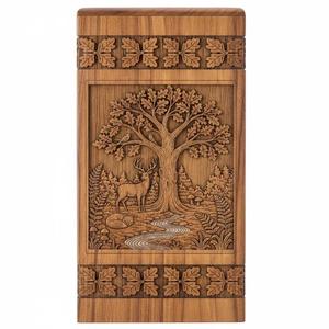 Premium Solid Wood Funeral Urn with Elegant Tree Carving | Handmade <b>Memorial</b> <b>Keepsake</b> Urn <b>Box</b> For Human Ash - Product Image 3