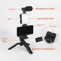 Kit de production vidéo professionnel AY49, microphone shotgun ultra-léger, lumière LED à intensité réglable pour vlogging mobile, conférences, tournages