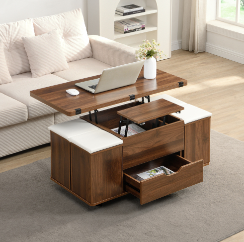 Walnut + White + MDF