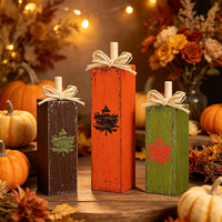 3 décorations en bois en forme de feuille d'érable pour l'automne/Thanksgiving, colonne carrée. pour Thanksgiving, la récolte