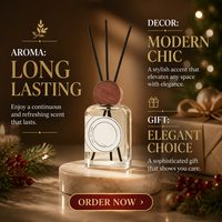 Bouteille diffuseur de parfum d'intérieur en verre plat de luxe de 150 ml, vide, sérigraphiée, avec couvercle rond en bois – Vente en gros