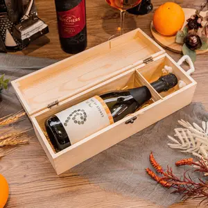 Caja de embalaje de vino tinto con logotipo personalizado, caja de regalo de madera, venta al por mayor