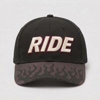 Gorra de Béisbol de Sarga de Algodón Lavado Personalizada por el Fabricante, con Bordado 3D y Estampado de Llama RIDE, Estructurada, Unisex, Ajustable