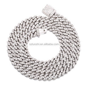 Collar de plata de ley 925 para hombre, joyería de Hip Hop, Diamante de moissanita de 6MM, cadena de eslabones cubanos, collar de lujo chapado en oro - Product Image 2