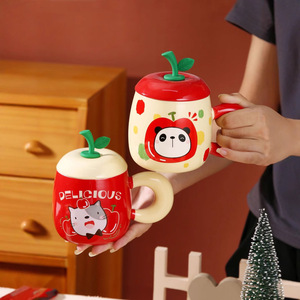 Tazza in Ceramica Creativa ed Ecologica con Motivi Animali, Regalo di Natale o Compleanno per Ragazze, con Coperchio e Manico, Ideale per <span class=keywords><strong>Caffè</strong></span> - Product Image 2