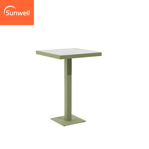 Set di Mobili da Bar <span class=keywords><strong>per</strong></span> Esterni Moderni, Tavolo con Struttura in Alluminio e <span class=keywords><strong>Legno</strong></span>, Sgabelli Alti da <span class=keywords><strong>Giardino</strong></span> <span class=keywords><strong>per</strong></span> Bar e Ristoranti - Product Image 3
