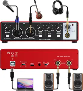 Usine personnalisée Lodo prise en charge XLR Microphone de mélangeur audio Studio enregistrement de podcast carte son USB Interface audio cartes son