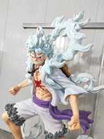 Figura de Anime de One Piece, Dios del Sol Nika, Monkey D. Luffy Gear 5, Estatua con Base de Llama con Luz LED, Modelo Coleccionable, Juguete de Regalo
