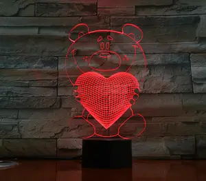 3D दृश्य बल्ब ऑप्टिकल भ्रम रंगीन एलईडी दीपक टच रोमांटिक छुट्टी रात को प्रकाश प्यार दिल वेडिंग वेलेंटाइन dropshipping