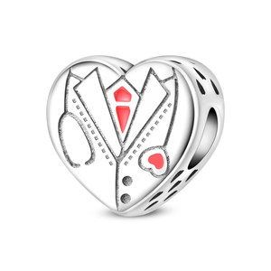 Made of white brass, this pendant incorporates heart, tooth, nurse, <b>ambulance</b>, and medical design elements - Product Image 2