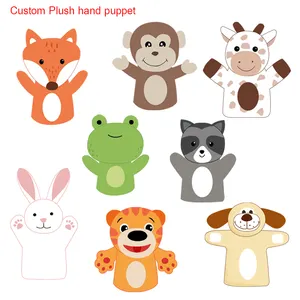 Campione gratuito pupazzo a mano di peluche personalizzato professionale per giocattoli di peluche preferiti per bambini in più dimensioni e colori