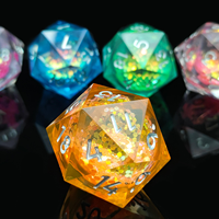 Dés à six faces en résine artisanale, à cœur liquide, irisés et étincelants, à bords tranchants, pour collectionneurs de D&D et de jeux de rôle, cadeau idéal