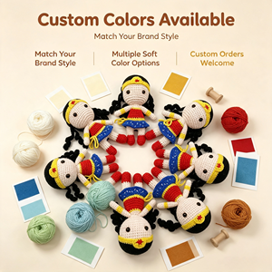 <span class=keywords><strong>Muñeca</strong></span> de Ganchillo Hecha a Mano de la Mujer Maravilla, Juguete de Peluche de Superhéroe, Algodón PP Bordado, Personalizado para Cumpleaños, MOQ Bajo - Product Image 6