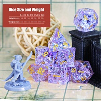 Ensemble de dés polyédriques en cristal fissuré violet-bleu clair avec logo personnalisé en gros d'usine pour donjons et dragons RPG