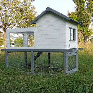 Grand clapier à lapins à motif solide à 2 niveaux Course et maison en bois pour lapins - Product Image 6