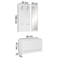 Crochets muraux et étagère de rangement de banc de chaussures d'arbre de Hall large moderne blanc minimaliste avec organisateur d'entrée de miroir