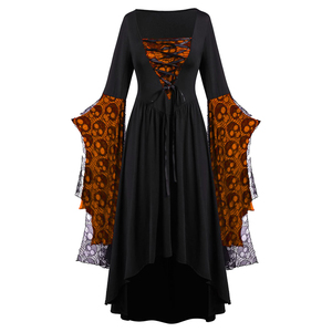<strong>Halloween</strong> <strong>Costumes</strong> <strong>for</strong> <strong>Women</strong> <strong>Plus</strong> <strong>Size</strong> Gothic Vintage Dress Skull Lace Bell Sleeve Sexy Lace up Vampire Ghost Bride Cosplay - Product Image 4