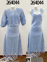 Robe midi élégante Joydressing en maille bleu clair, sexy, col en V, avec perles et découpes, robes de soirée en maille, vente en gros, personnalisable