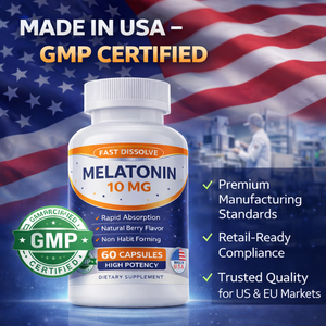 Complément de sommeil personnalisé à la mélatonine, <span class=keywords><strong>capsules</strong></span> à dissolution rapide, haute puissance, soutien au sommeil pour adultes, norme américaine GMP - Product Image 4