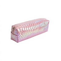 Vente directe d'usine, trousse à crayons en cuir à motif serpentin de style coréen, effet laser, personnalisable, organiseur de papeterie
