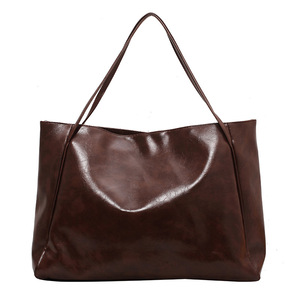 Sacs à main vintage pour femmes en <span class=keywords><strong>cuir</strong></span> PU <span class=keywords><strong>souple</strong></span>, sacs à main décontractés pour femmes de <span class=keywords><strong>grande</strong></span> capacité, sacs à main simples de couleur unie pour femmes - Product Image 6
