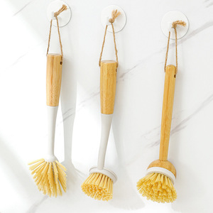 Cleaning <b>Brush</b> Wooden Handle <b>Round</b> Head Multi Functional For Dishes Pans Plates Household Use - Product Image 2