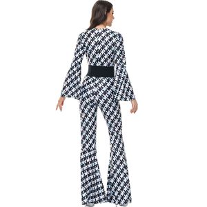 Diamond Grid 80s Retro Nostálgico Disco COS Disfraz Halloween Hippie Fiesta Uniforme Cantante - Product Image 2