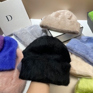 Mode fourrure longue Angora lapin fourrure hiver chapeau femmes en peluche <span class=keywords><strong>Bonnet</strong></span> Toque casquette tricoté chaud Beanie - Product Image 2