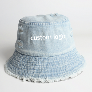 Chapeau Bob Personnalisé en Jean – Ajoutez Votre Propre Logo – Visière Effet Vieilli – Protection Solaire – Logo Personnalisé – Chapeau Bob Uni – Modèle Pêcheur - Product Image 3