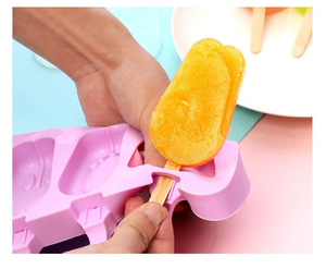 Moule à glace en silicone motif dessin animé, multi-formes, pour bâtonnets glacés, avec couvercle et bâtonnets - Product Image 4