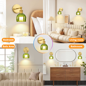 Đèn bí ngô thủy tinh màu xanh lá cây Đèn treo tường LED hiện đại có điều khiển từ xa Có thể điều chỉnh độ sáng và nhiệt độ màu để sử dụng trong nhà - Product Image 5