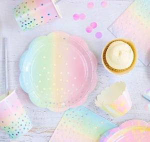 Platos de Fiesta Desechables DAMAI Rainbow, Juego de Platos de Papel Desechables con Impresión Personalizada, Juegos de Platos para Cumpleaños - Product Image 5