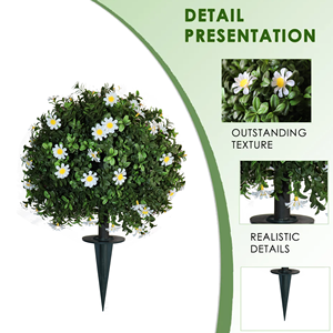 Arbre artificiel en buis <span class=keywords><strong>avec</strong></span> fleurs blanches, bandes de topiaire, piquets de sol, arbustes artificiels, idéal pour la décoration de jardin - Product Image 2