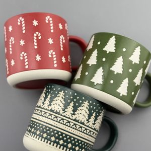 Perfect Quality Cartoon Pattern Eco-friendly Stoneware Ceramic <b>Red</b> Green Dishwasher & <b>Microwave</b> Safe Bulk Mugs - Product Image 1