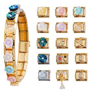 Modular Flower Charm Bracelet Zinc Alloy Imitation Pearl Bezel Setting Unisex Jewelry Gift DIY Assembly Chain Bracelet - Product Image 5