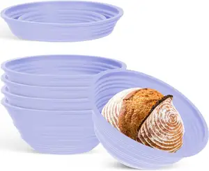 Keranjang roti silikon mangkuk kedap adonan perlengkapan panggang roti asam dapat dilipat bundar & Oval