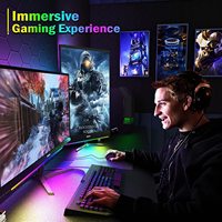 Lot de 2 lumières d'ambiance de jeu RGBIC intelligentes sous le moniteur barre lumineuse pour écran d'ordinateur TV rétro-éclairage d'ambiance pour la décoration de bureau