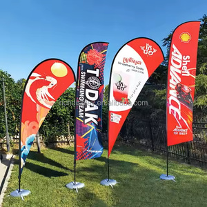 Bendera pantai iklan luar ruangan kustom kualitas tinggi bendera poliester persegi panjang sobek untuk kegiatan promosi - Product Image 5