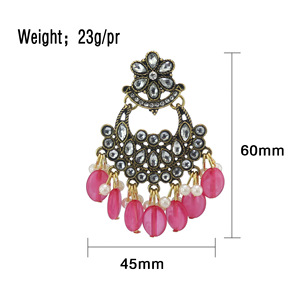 Bijoux Ethniques Vintage Femme Boho Bohème Jhumka Indien Rétro Pendants Tassel Perle Boucles d'Oreilles Pour Femmes - Product Image 4