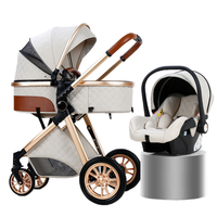 Poussette pour bébé de luxe à haute vue 3 en 1 Landau pour bébé facile à plier adapté aux bébés de 0 à 3 ans