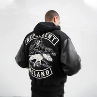 Polaire Baseball College Vestes Hiver Américain High Street Vintage En Cuir Manches Chenille Brodé Hip Hop Automne
