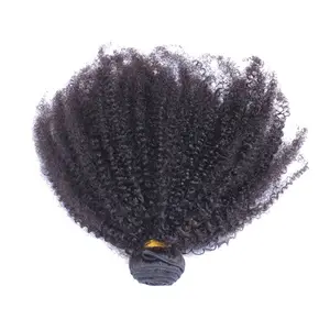 Item Top warna hitam alami afro kinky100 % ekstensi rambut manusia Vietnam mentah harga grosir, bundel rambut manusia untuk menjahit