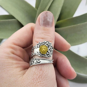 Anillo de Cóctel H345, Aleación Chapada en Oro de 18K, Diseño de Cabeza de León, Joyería de Moda Unisex, Regalo - Product Image 2