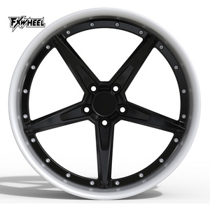 Rines <span class=keywords><strong>de</strong></span> Aleación Forjados Personalizados <span class=keywords><strong>de</strong></span> Dos Piezas, Cóncavos Profundos, Blancos Brillantes y Negros, <span class=keywords><strong>de</strong></span> 17-26 Pulgadas, 5x112 5x114.3, Compatibles con Autos <span class=keywords><strong>de</strong></span> Pasajeros Universales - Product Image 3